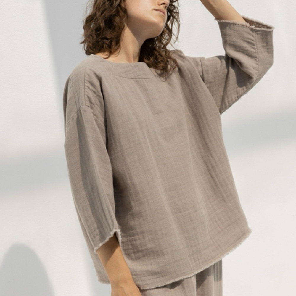 Black Crane Tunic in Stone, XS/S